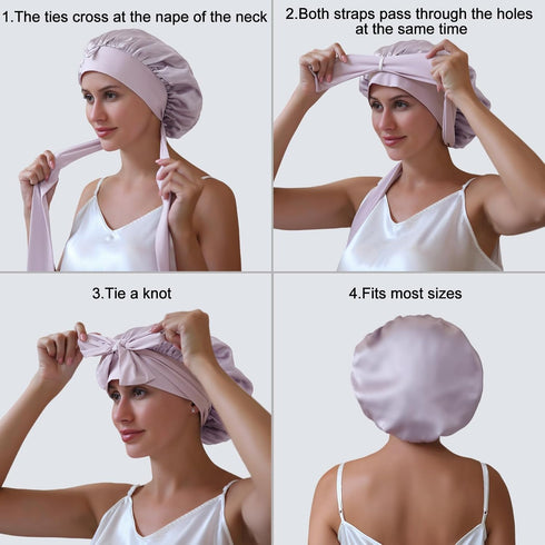 22 Momme Silk Sleep Cap with Ice Silk Band (T)